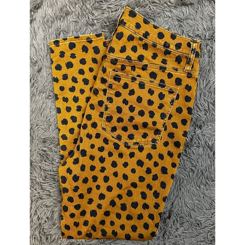 Madewell 10" High-Rise Skinny Yellow Black Polka Dot Jeans Women's Size 33